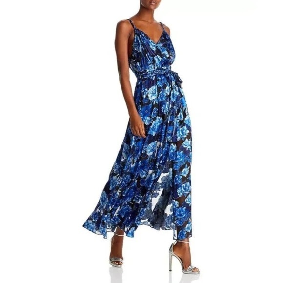 NWT Alice + Olivia Samantha Floral Faux Wrap Maxi Dress 8DREAM FLORAL ROYALTY - Picture 1 of 6